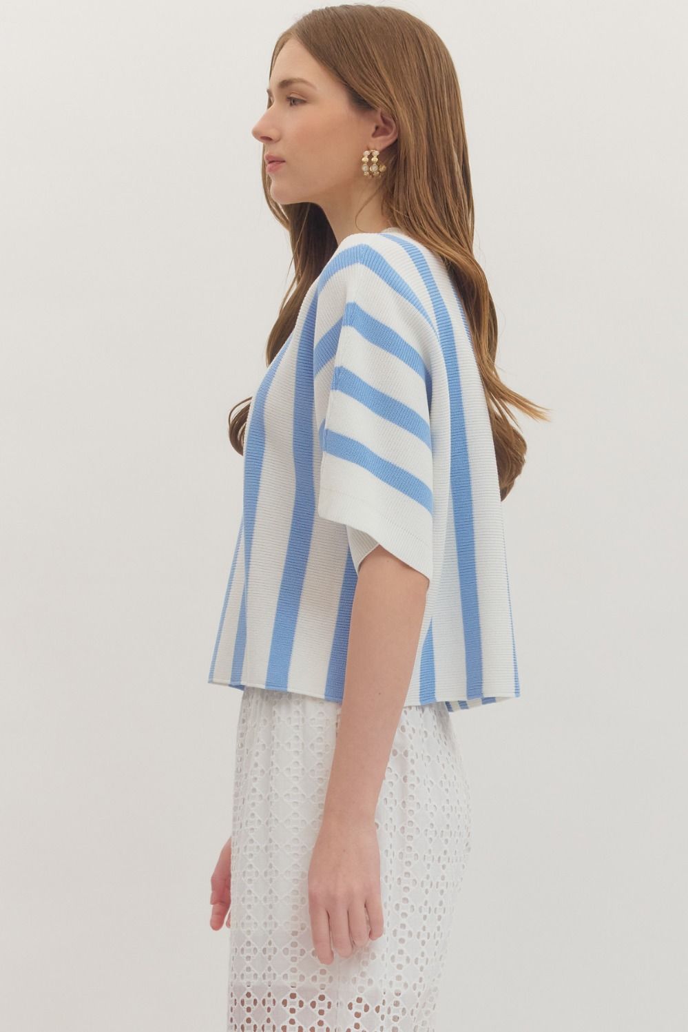 Relaxed Striped Top - Blue