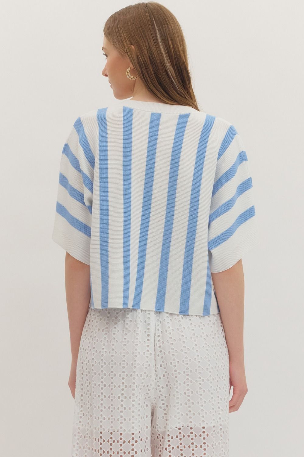 Relaxed Striped Top - Blue