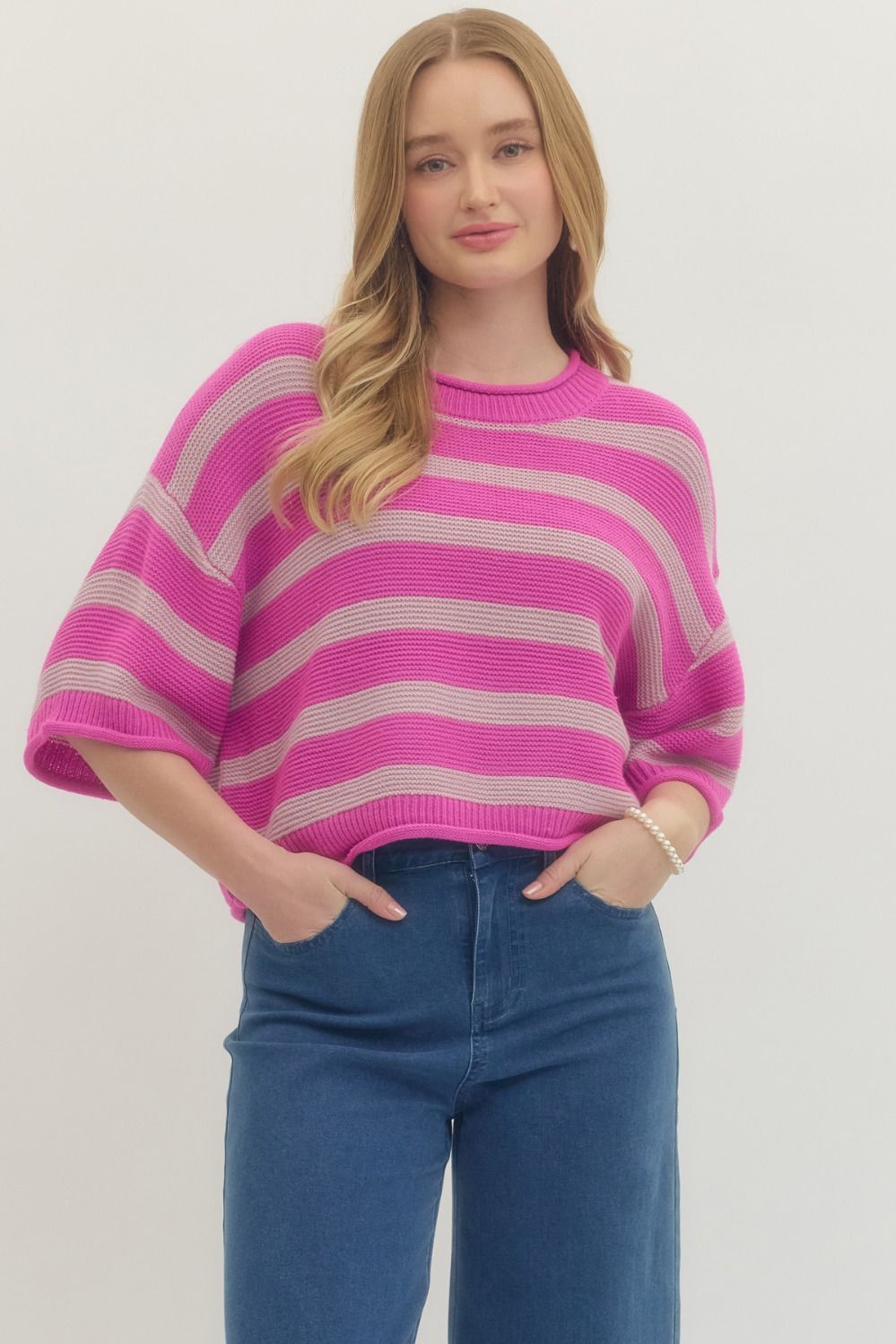 Striped Sweater - Pink