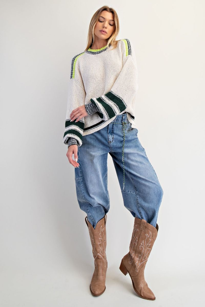 Color Mix Knitted Sweater (S-3X)