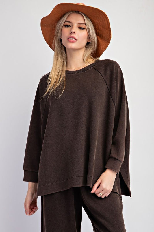 Mineral Washed Knit Top - Ash