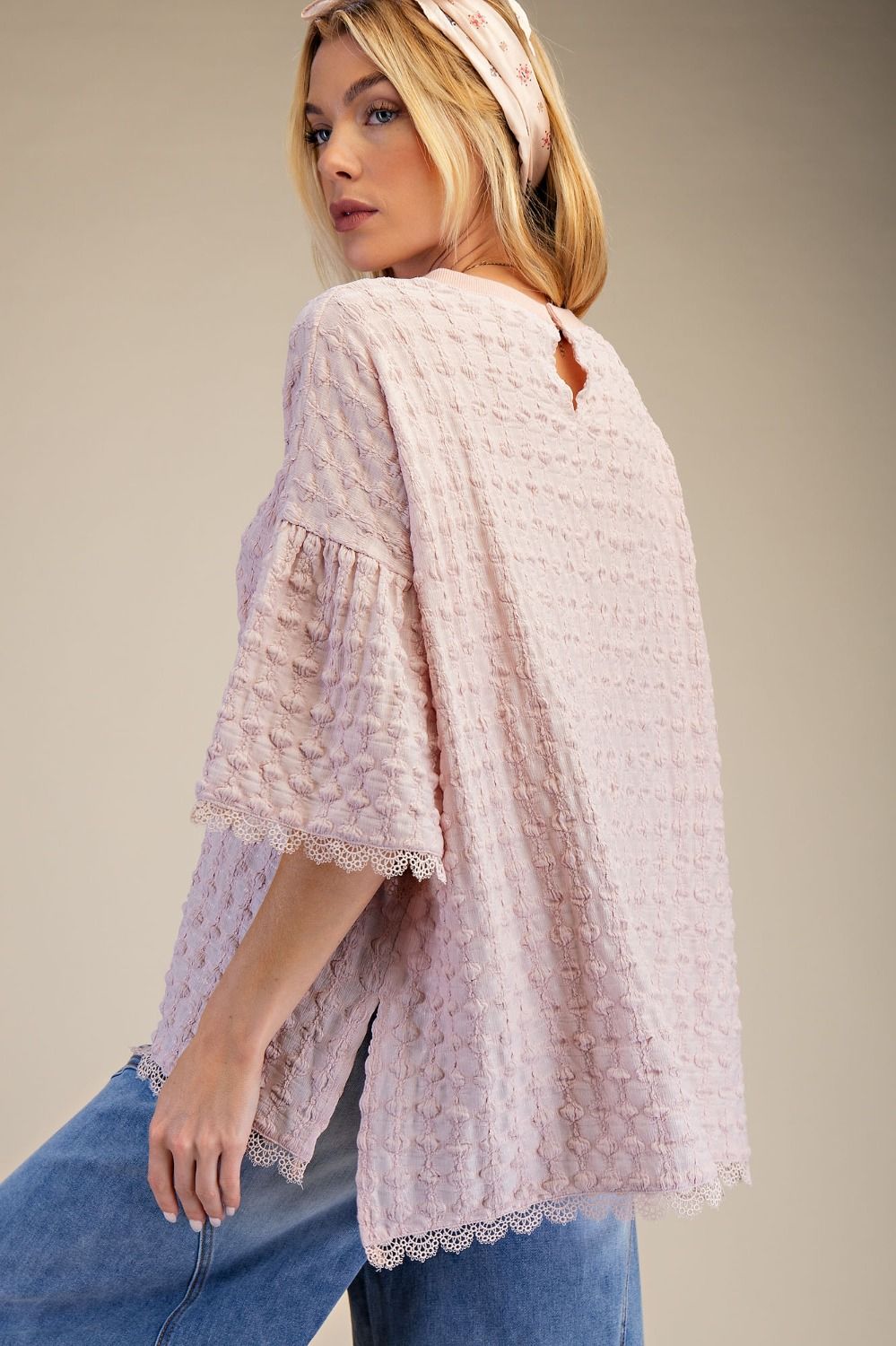 Popcorn Knit Top - Rose