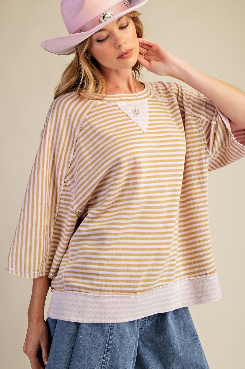 Striped Knit Top - Pink Latte