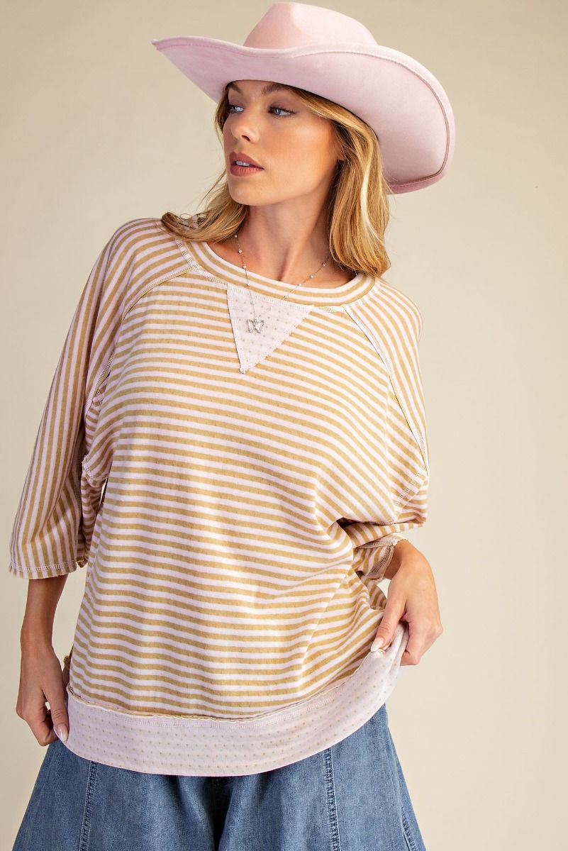 Striped Knit Top - Pink Latte