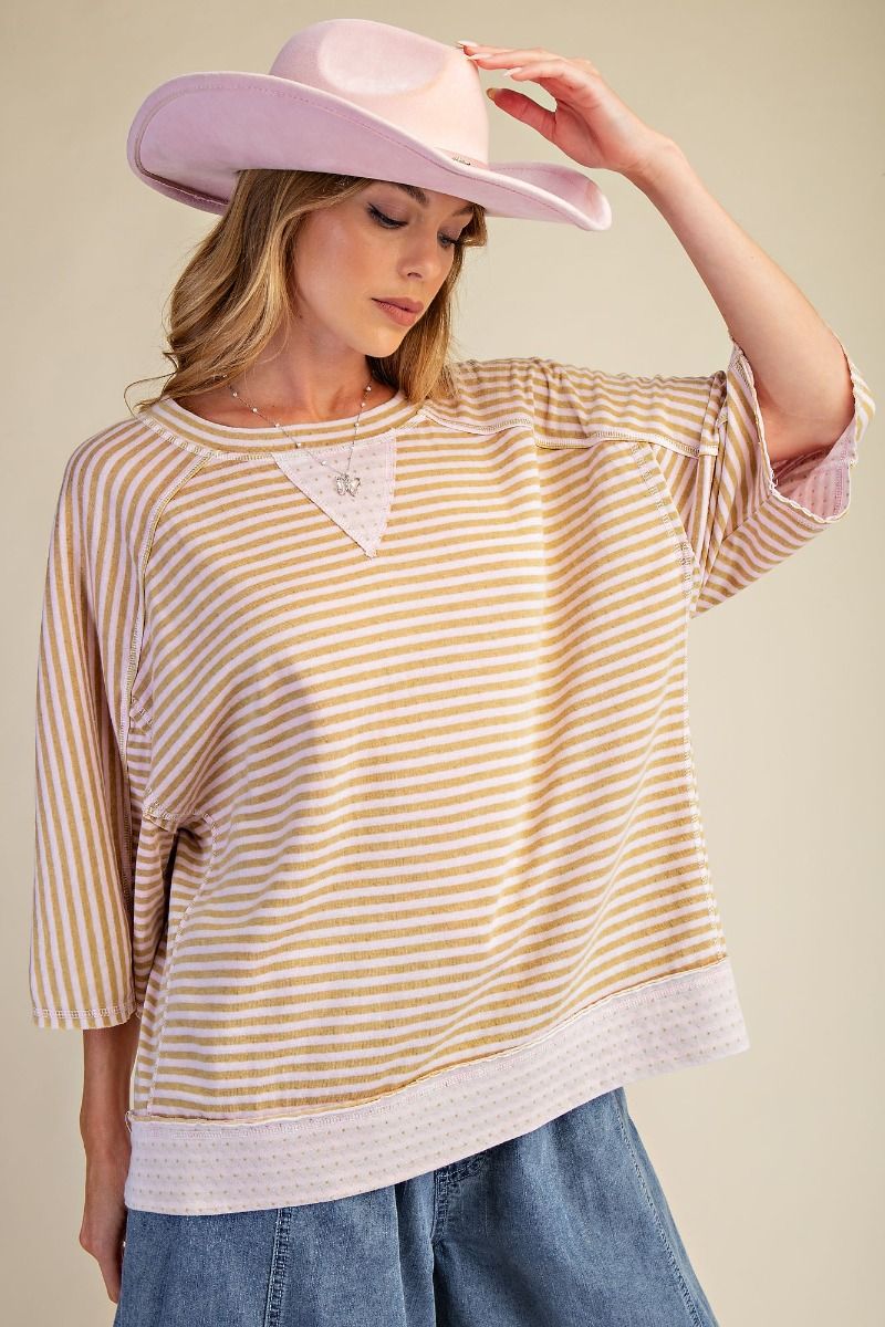 Striped Knit Top - Pink Latte