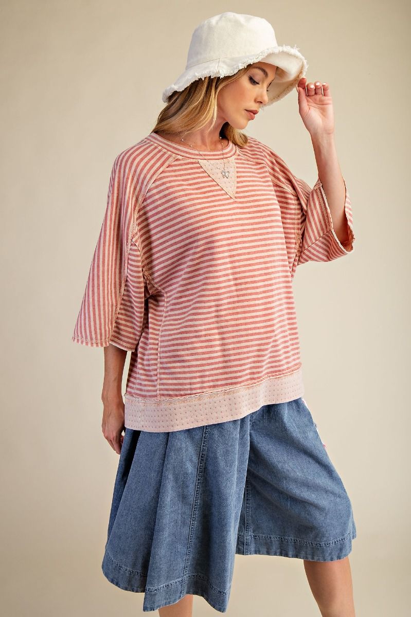 Striped Knit Top - Strawberry
