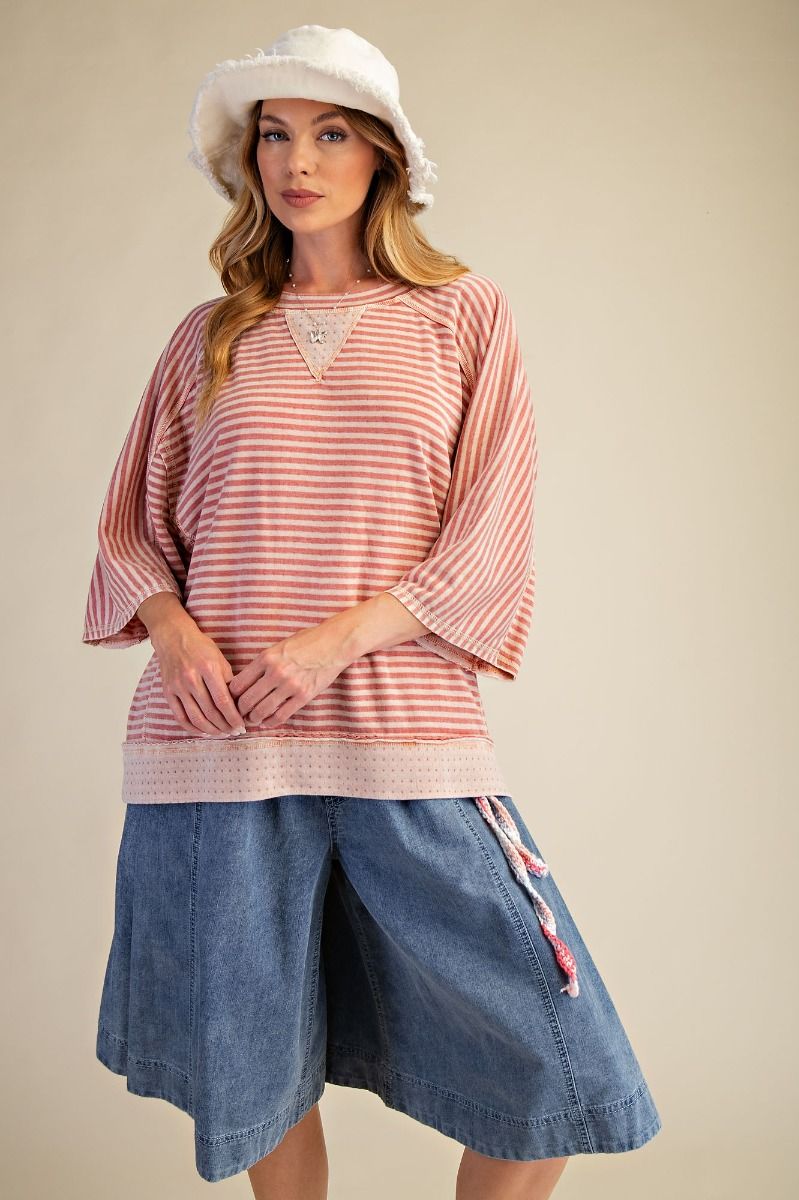 Striped Knit Top - Strawberry
