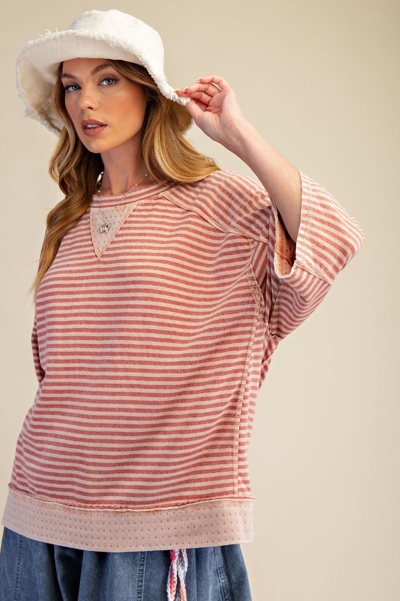 Striped Knit Top - Strawberry