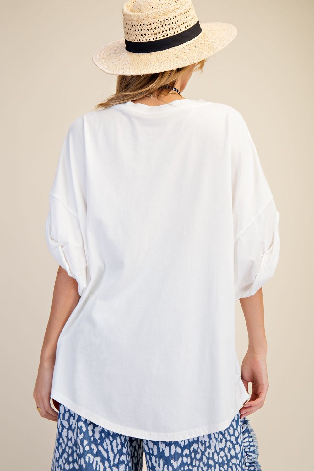 Eyelet Accent Top - White