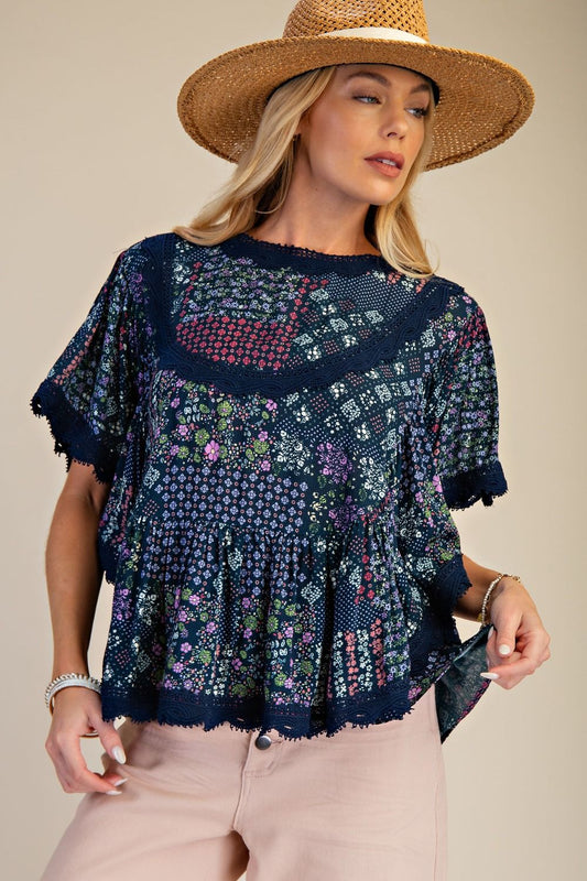 Patchwork Top - Blue