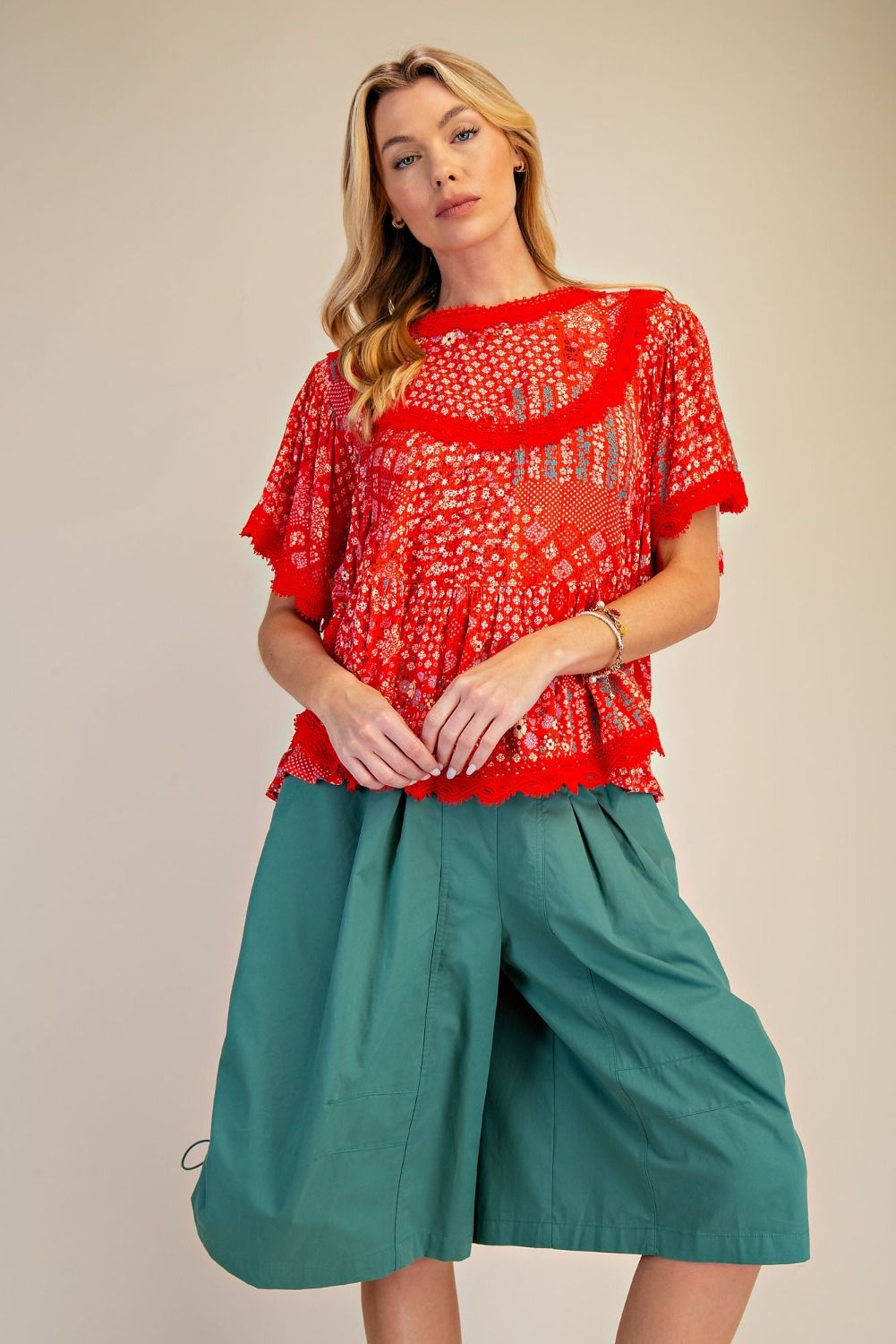 Patchwork Top - Red