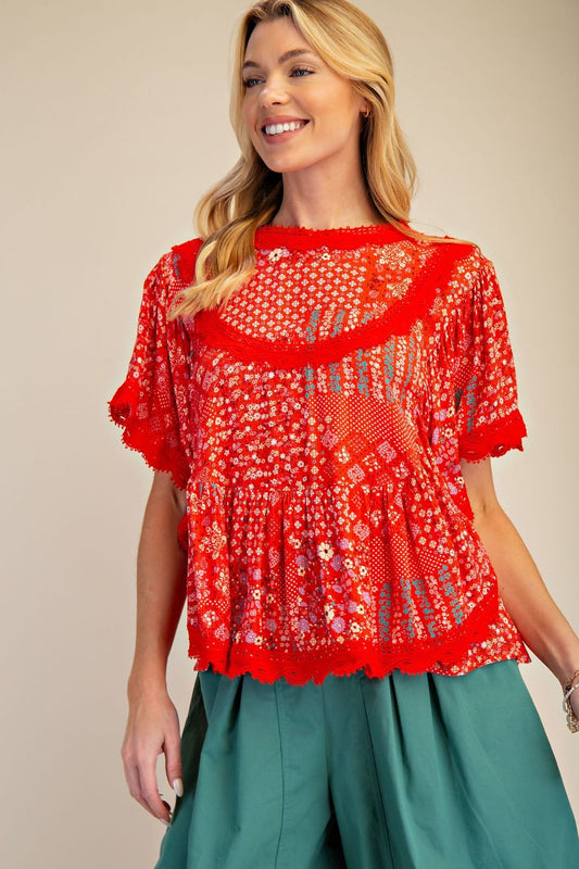 Patchwork Top - Red