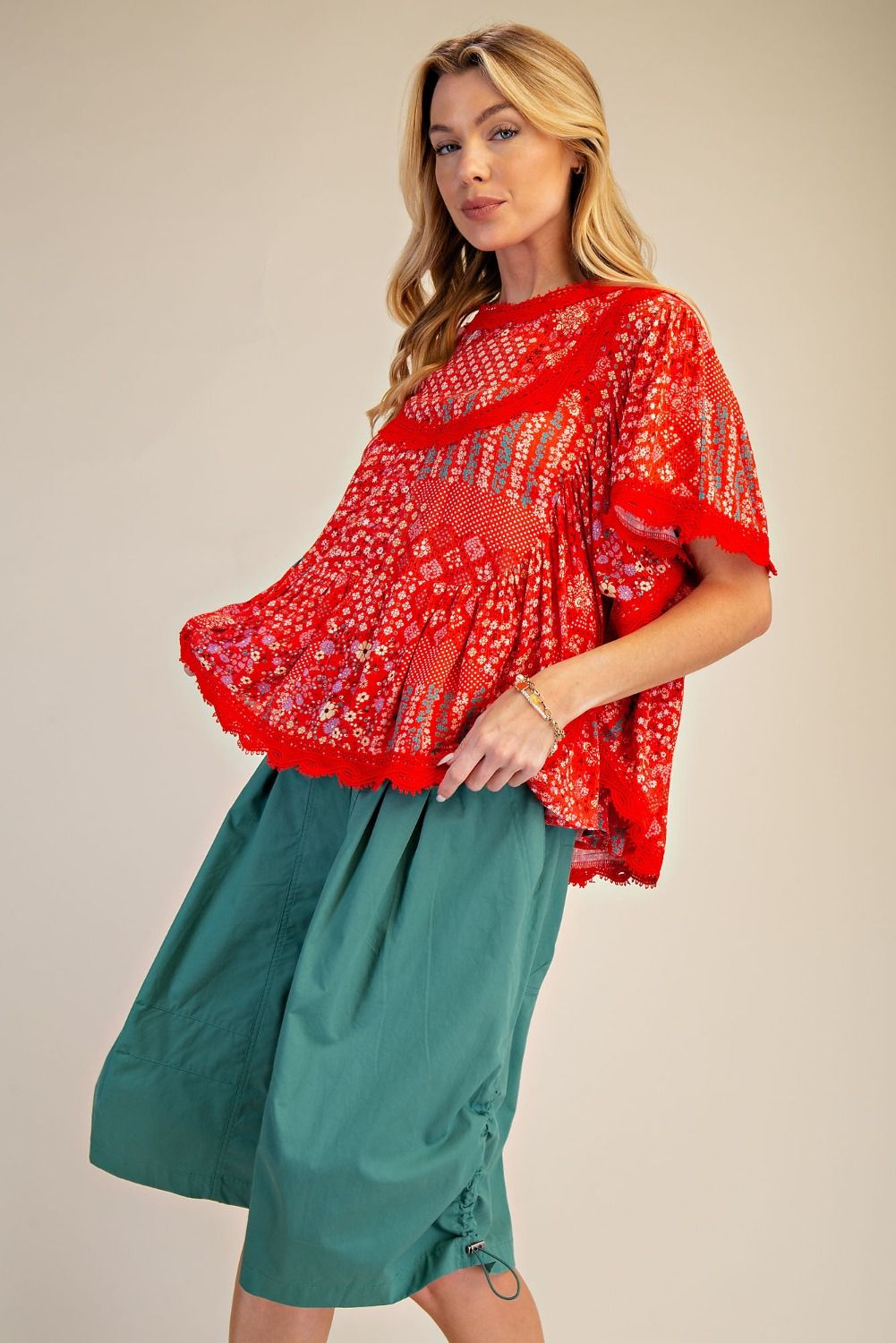 Patchwork Top - Red
