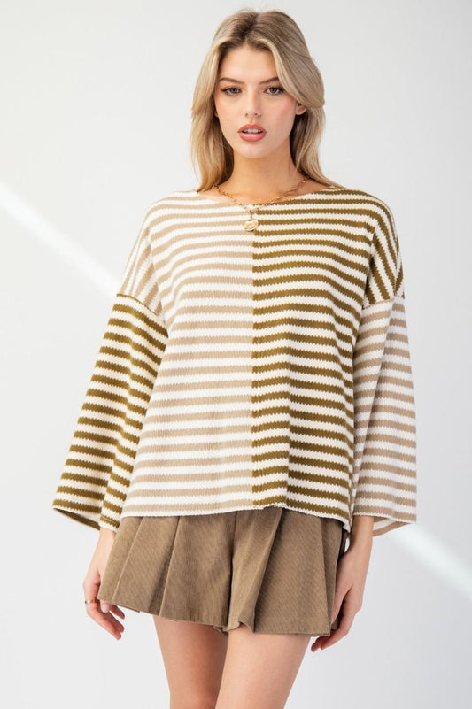 Color Stripe Mix Knit Top