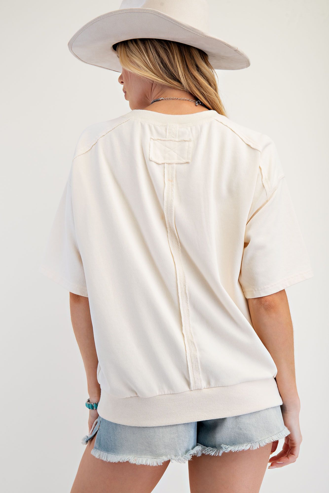 USA Patch Front Soft Washed Terry Knit Top
