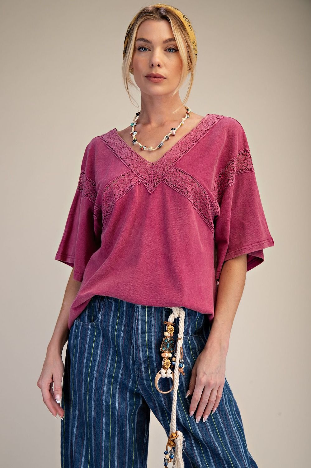 Lace V Neck Top