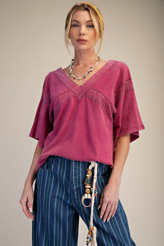 Lace V Neck Top