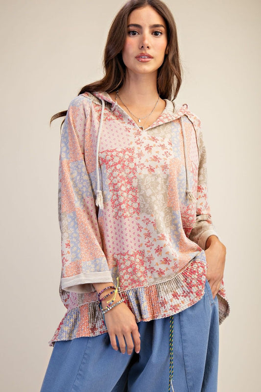 Patchwork Print Pullover