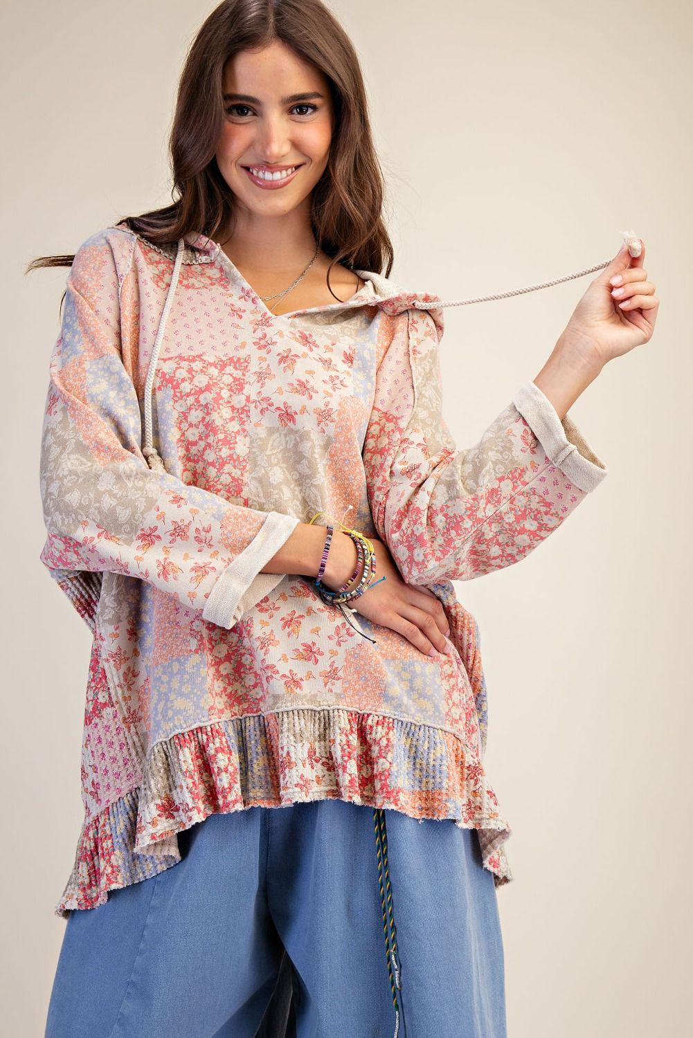 Patchwork Print Pullover