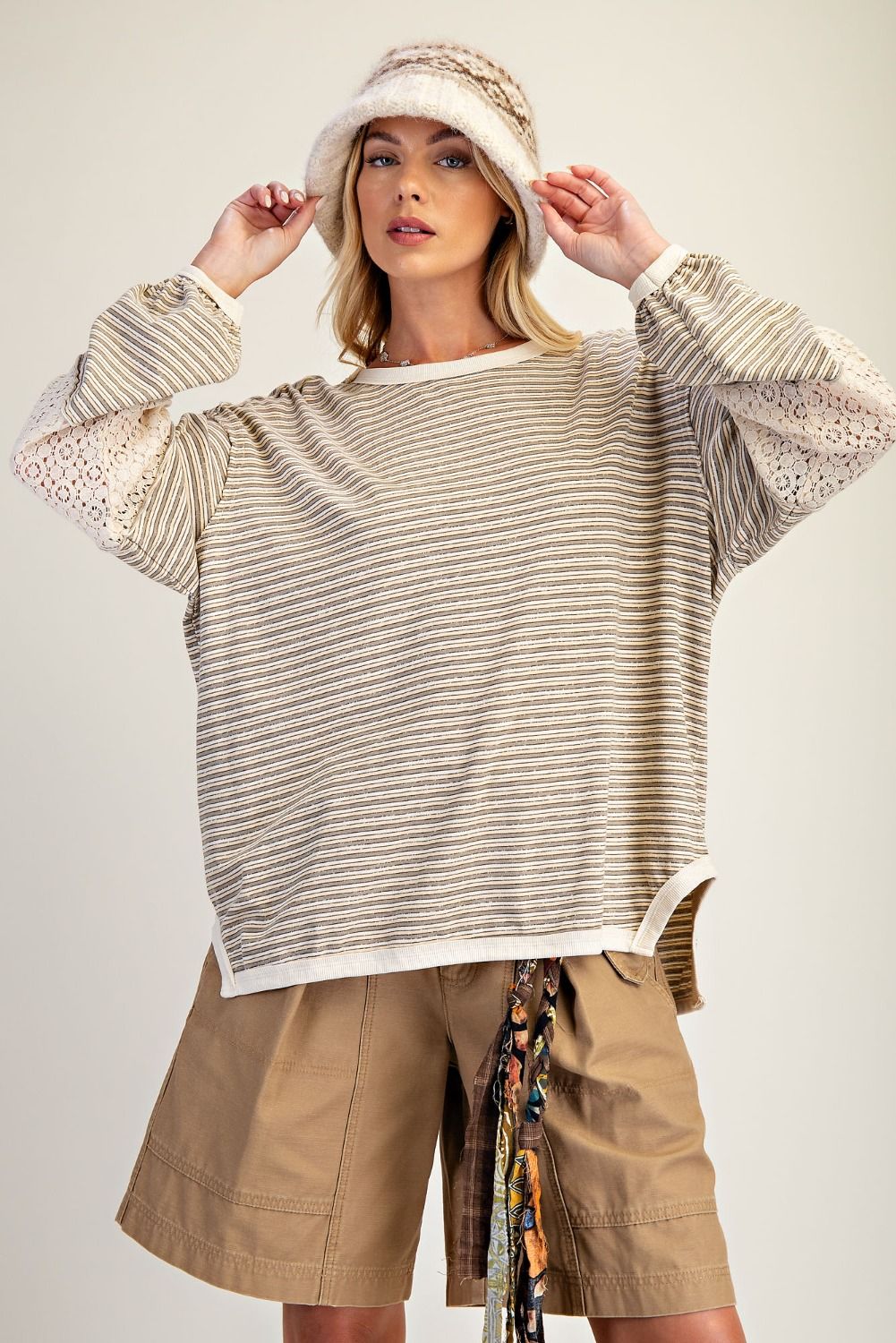 Striped & Lace Top