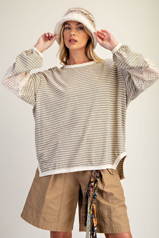 Striped & Lace Top