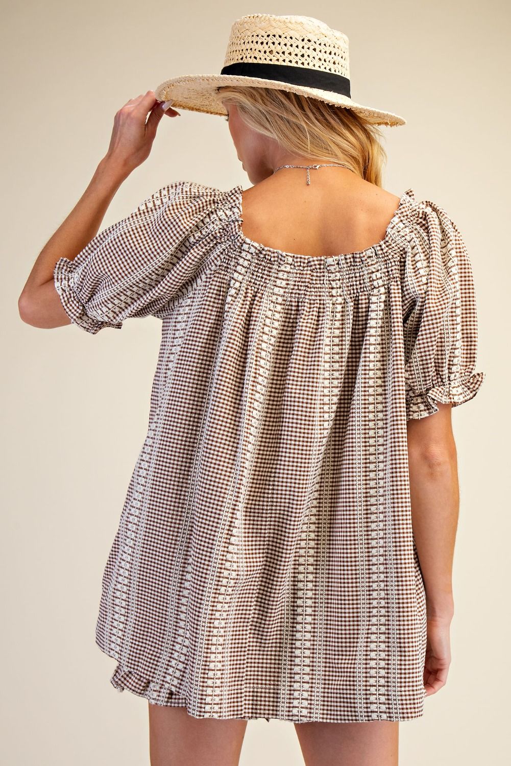 Gingham Top - Mocha