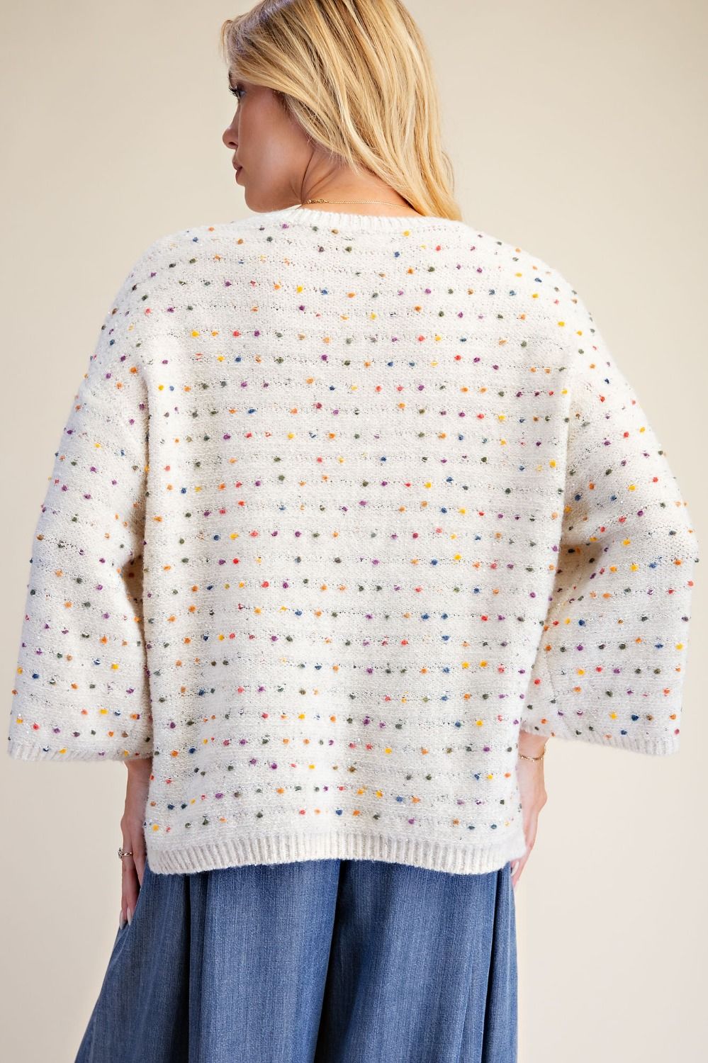 Multi Color Knitted Sweater - Ivory