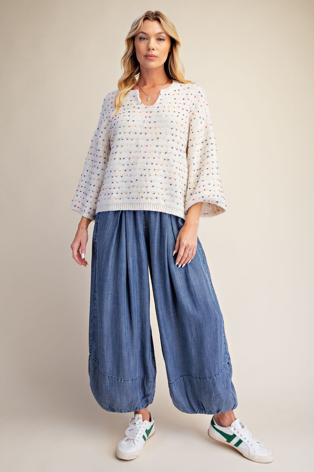 Multi Color Knitted Sweater - Ivory