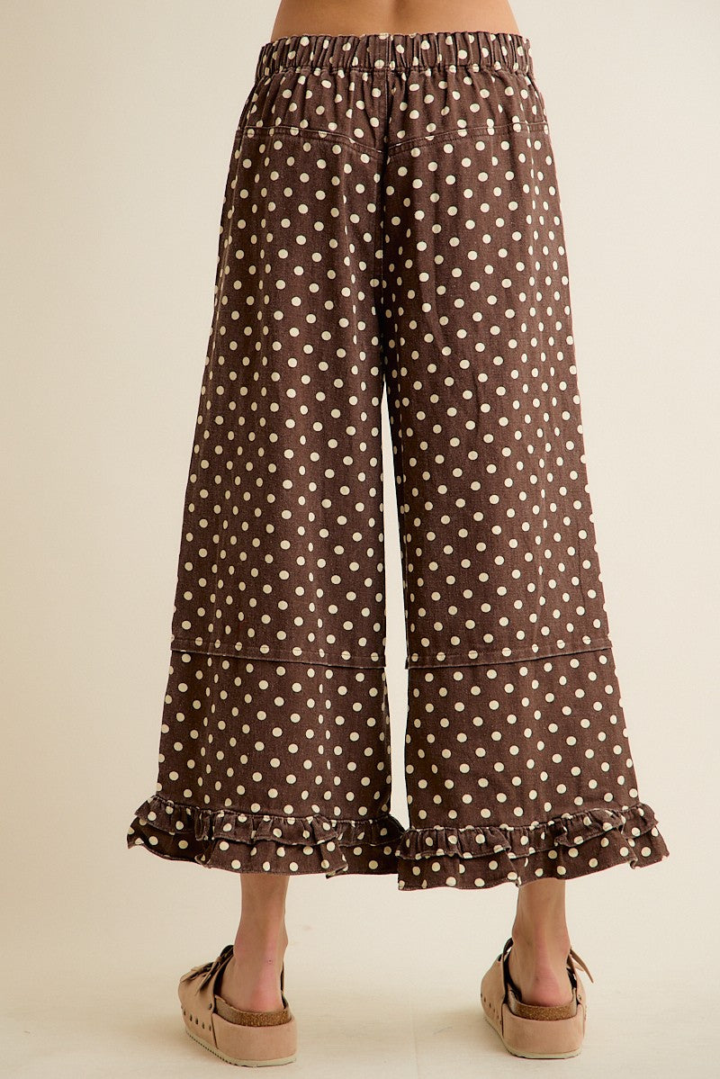 Polka Dot Jeans With Ruffle Hem