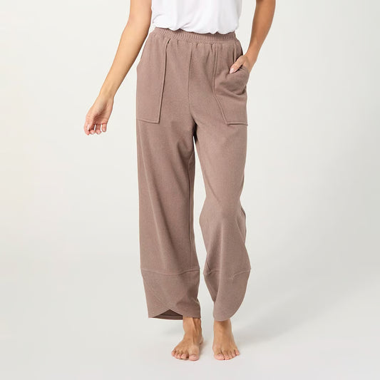 Weekend Brushed Scalloped Wide Leg Pants - Brown