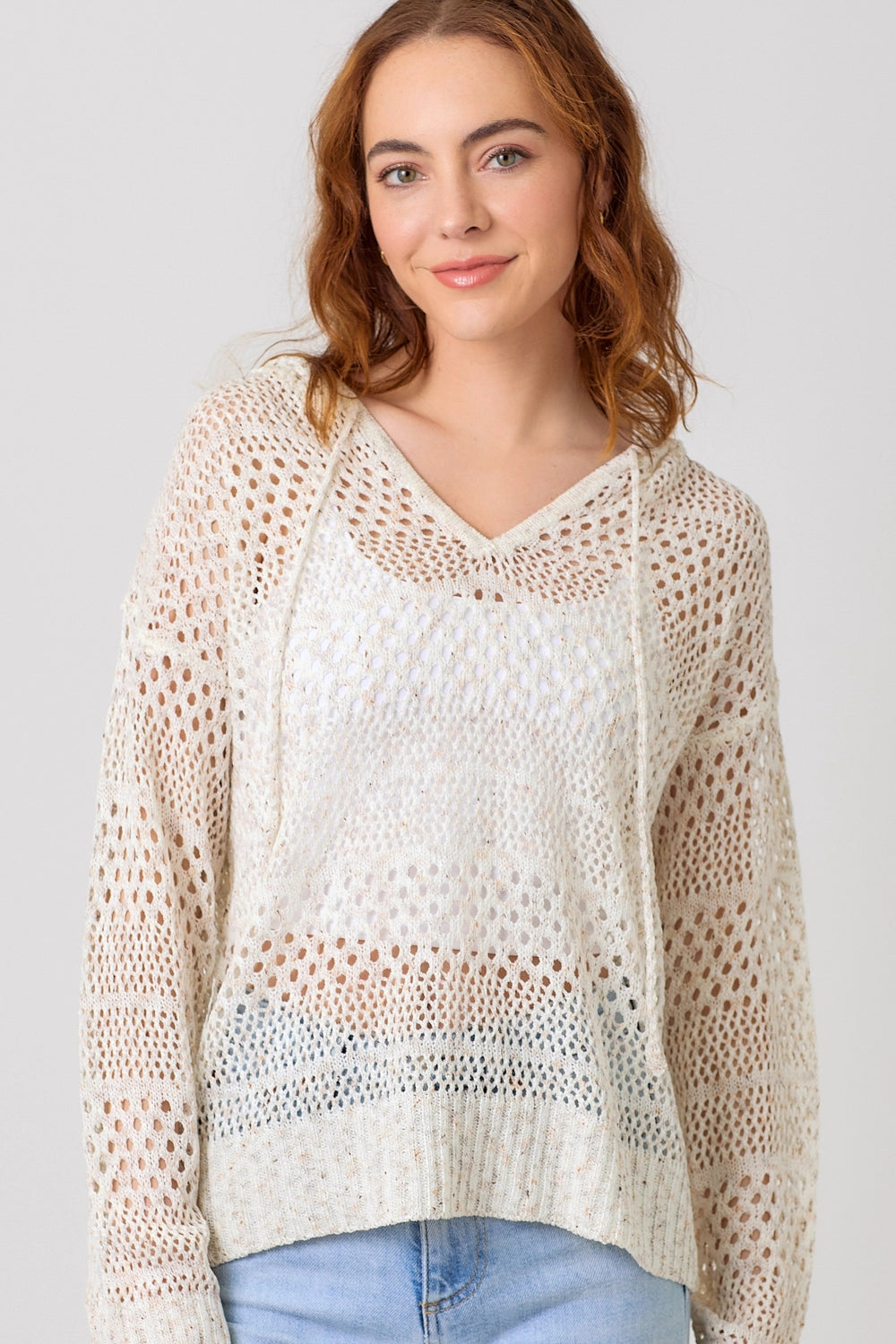 Crochet Knit Hoodie Sweater