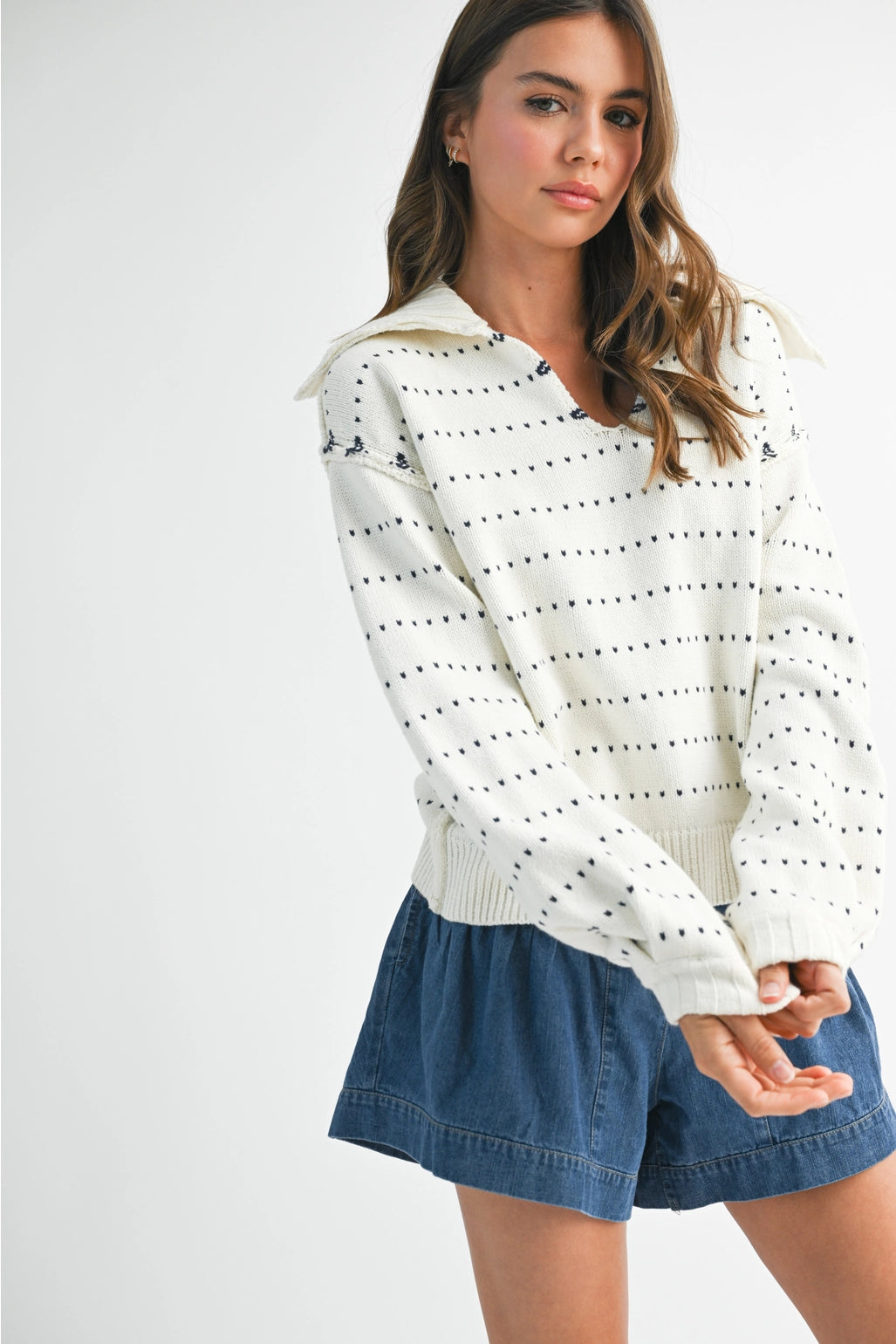 Dot Knit Pullover Sweater