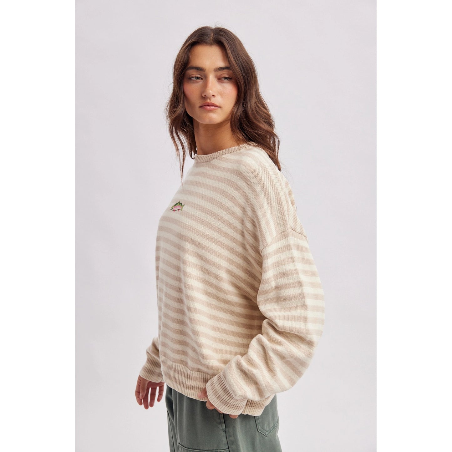 Striped Fish Coastal Graphic Sweater