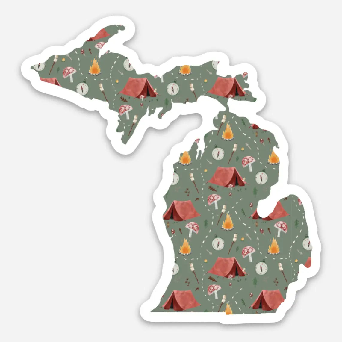 Michigan Camping Art Sticker