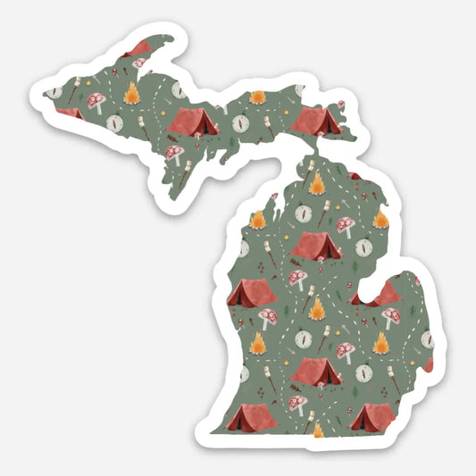 Michigan Camping Art Sticker