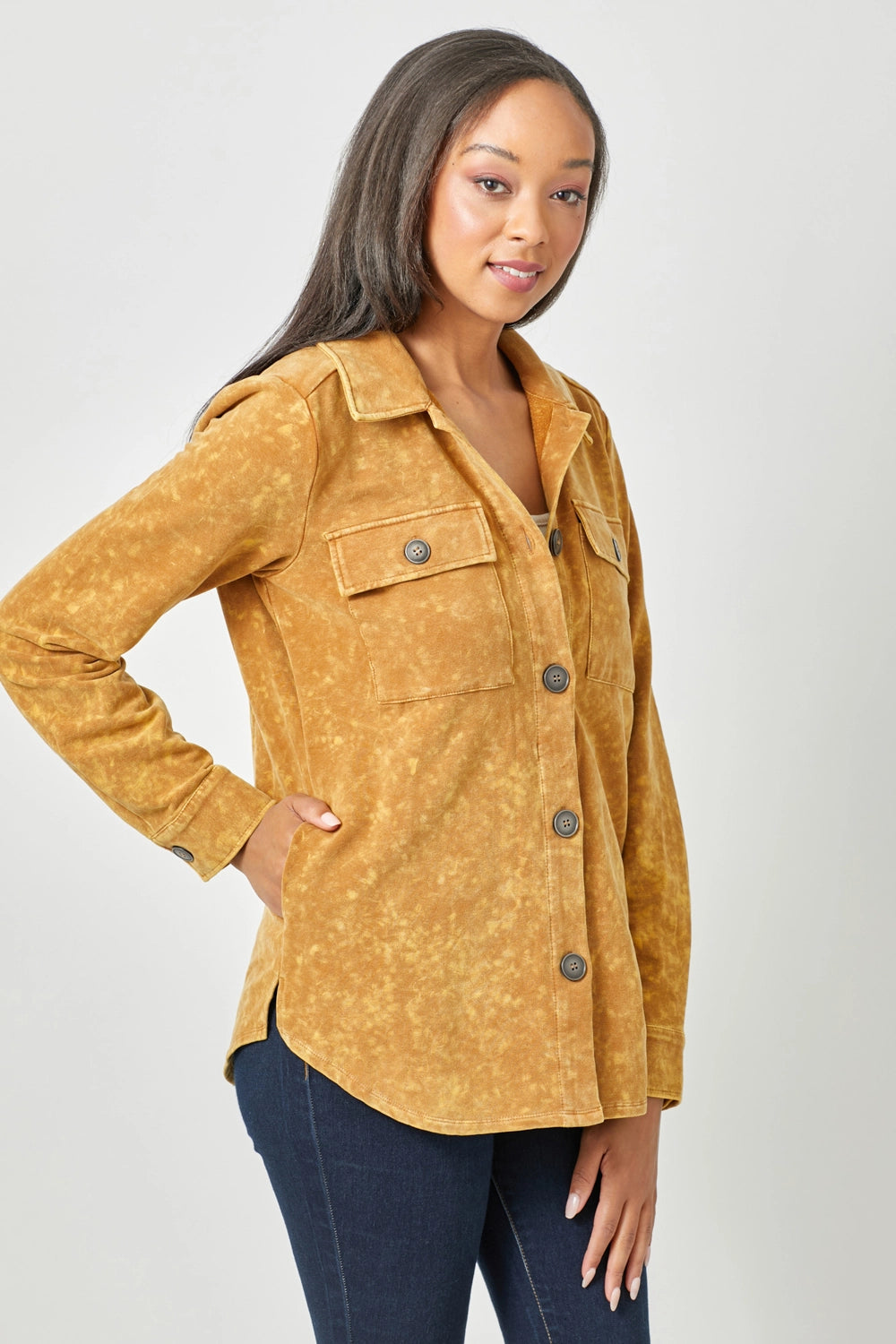 Washed Shacket - Mustard