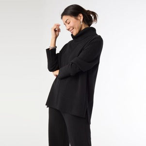 Heavenly-Luxe Cowl Neck Sweater - Black