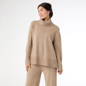 Heavenly-Luxe Cowl Neck Sweater - Brown