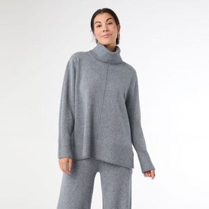 Heavenly-Luxe Cowl Neck Sweater - Grey
