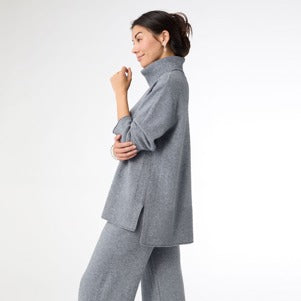 Heavenly-Luxe Cowl Neck Sweater - Grey