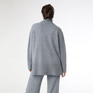 Heavenly-Luxe Cowl Neck Sweater - Grey