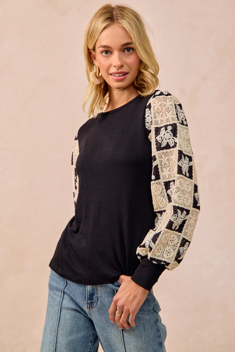 Crochet Balloon Sleeve Top