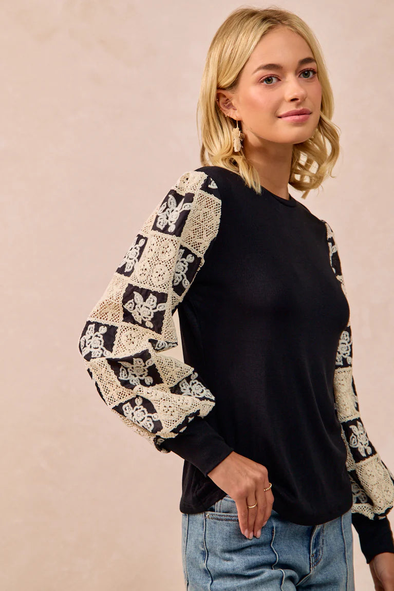 Crochet Balloon Sleeve Top