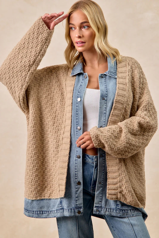 Washed Denim Mix and Match Sweater Cardigan