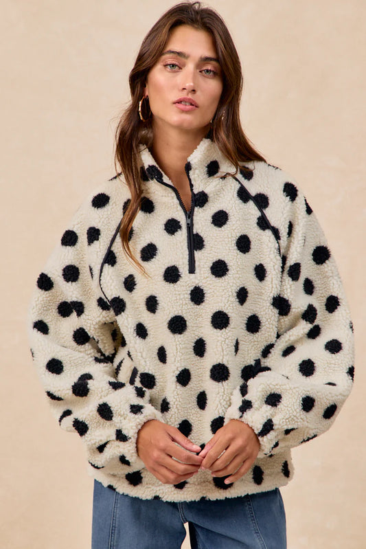 Polka Dot Half Zip Top