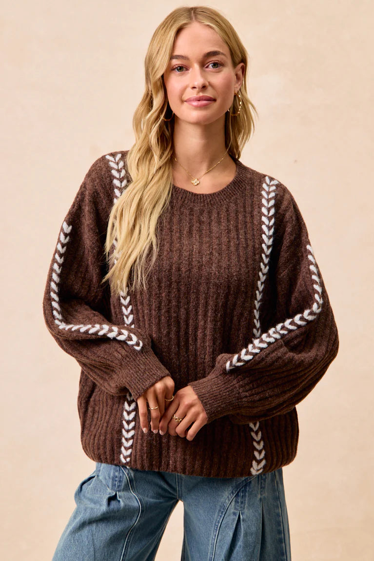 Whip Stitched Detail Sweater