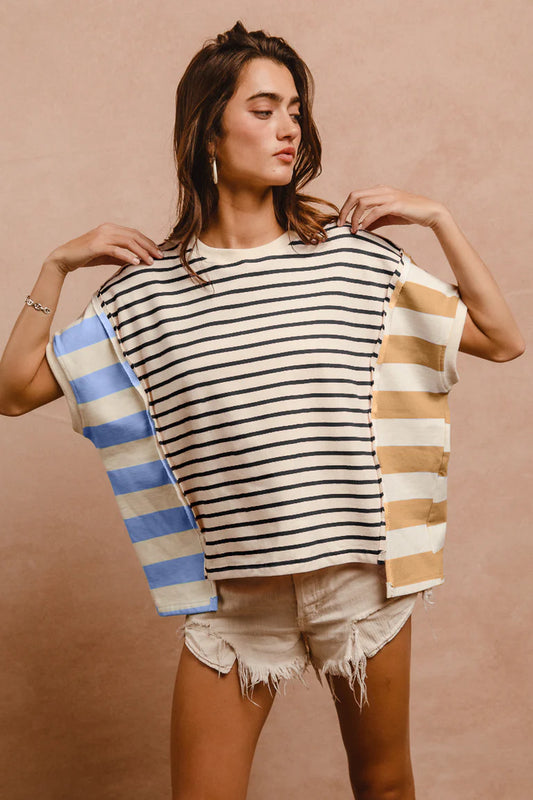 Stripe Mixed Loose Fit Top