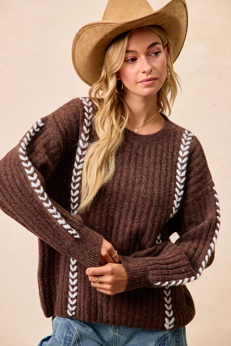 Whip Stitched Detail Sweater