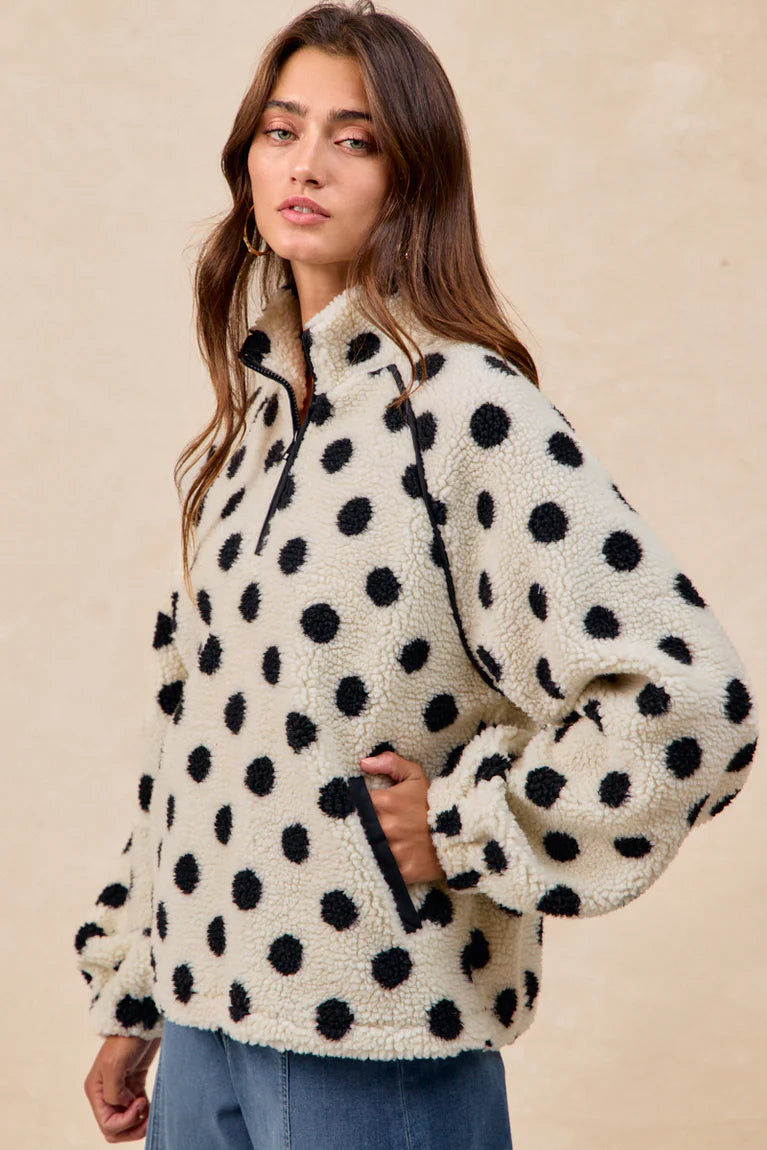 Polka Dot Half Zip Top