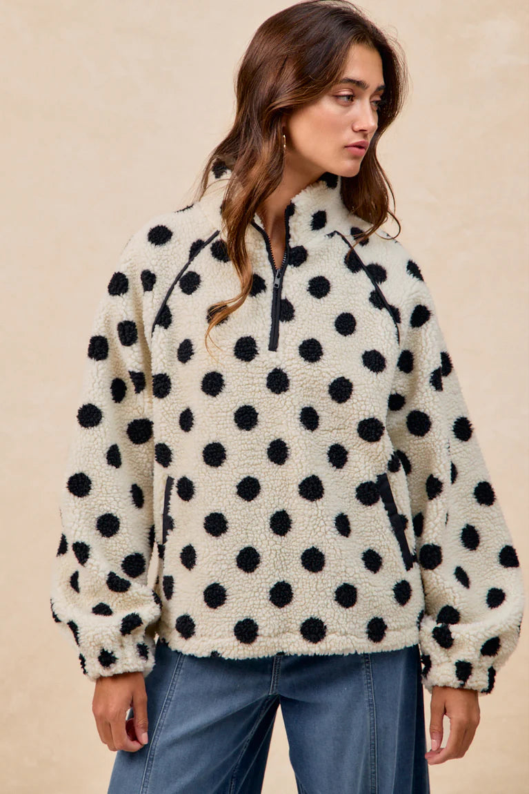 Polka Dot Half Zip Top